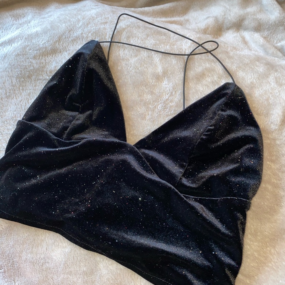Urban outfitters black sparkle crop top size M